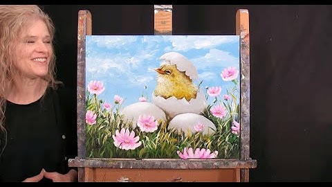 Learn How to Paint "SPRING CHICK" with Acrylic - Paint and Sip at Home - Easy Step by Step Tutorial