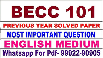 becc 101 previous year solve paper | becc 101 important questions | becc 101 study material