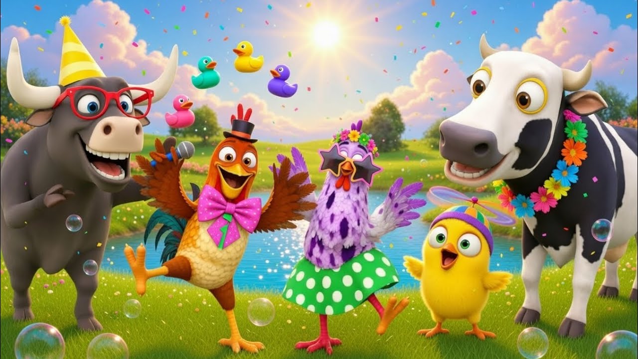 El pollito y el Tractor de la Granja - el Toro yTractor -Escapando del Toro y del Pollito#2