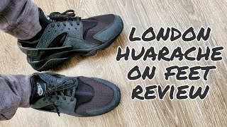 Nike Huarache Og Hyperlocal London / Triple Black On Feet Review (DJ6890 001)