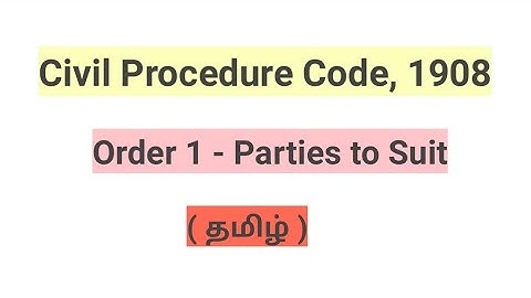 Order 1 of CPC | Joinder of parties | Representative suit | non joinder or mis joinder of parties
