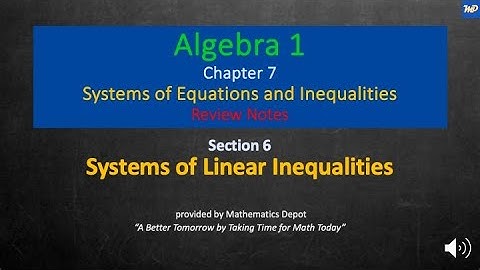 Algebra 1 7 6 Systems of Linear Inequalities