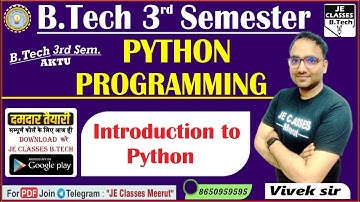 #01 Python Programming Unit-01 LEC-01 Class By Vivek Sir || B.Tech Special || AKTU 2nd Year
