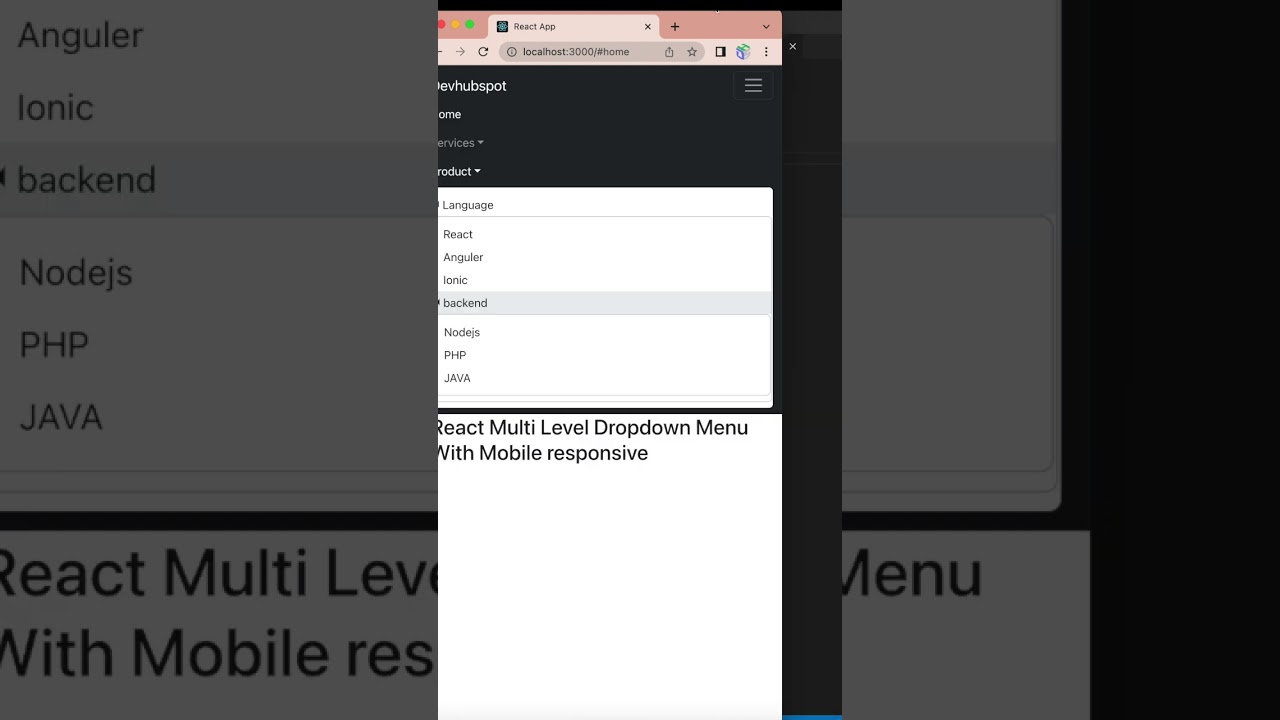 Multi level dropdown menu creation in ReactJS with responsive design #design #shots  #shotsviral