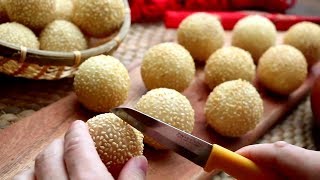 How To Make Super Crispy Sesame Balls | Street Food at Home | Sesame Seed Balls Recipe 煎堆 芝麻球 賀年小食