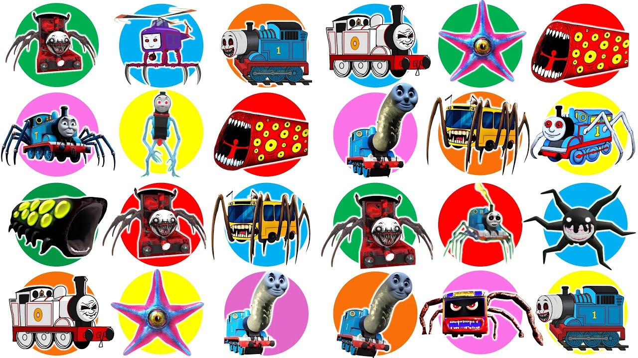 Spin Wheel Choo Choo Charles, Helikopter Monster, Thomas Cursed, Thomas Laba-laba, Train Eater