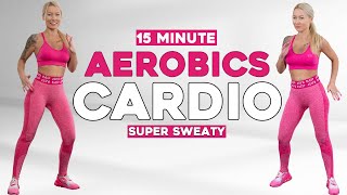 15 Min Cardio Aerobics Workout All Standing  Low Impact  No Squats  Move to the Beat Knee Friendly