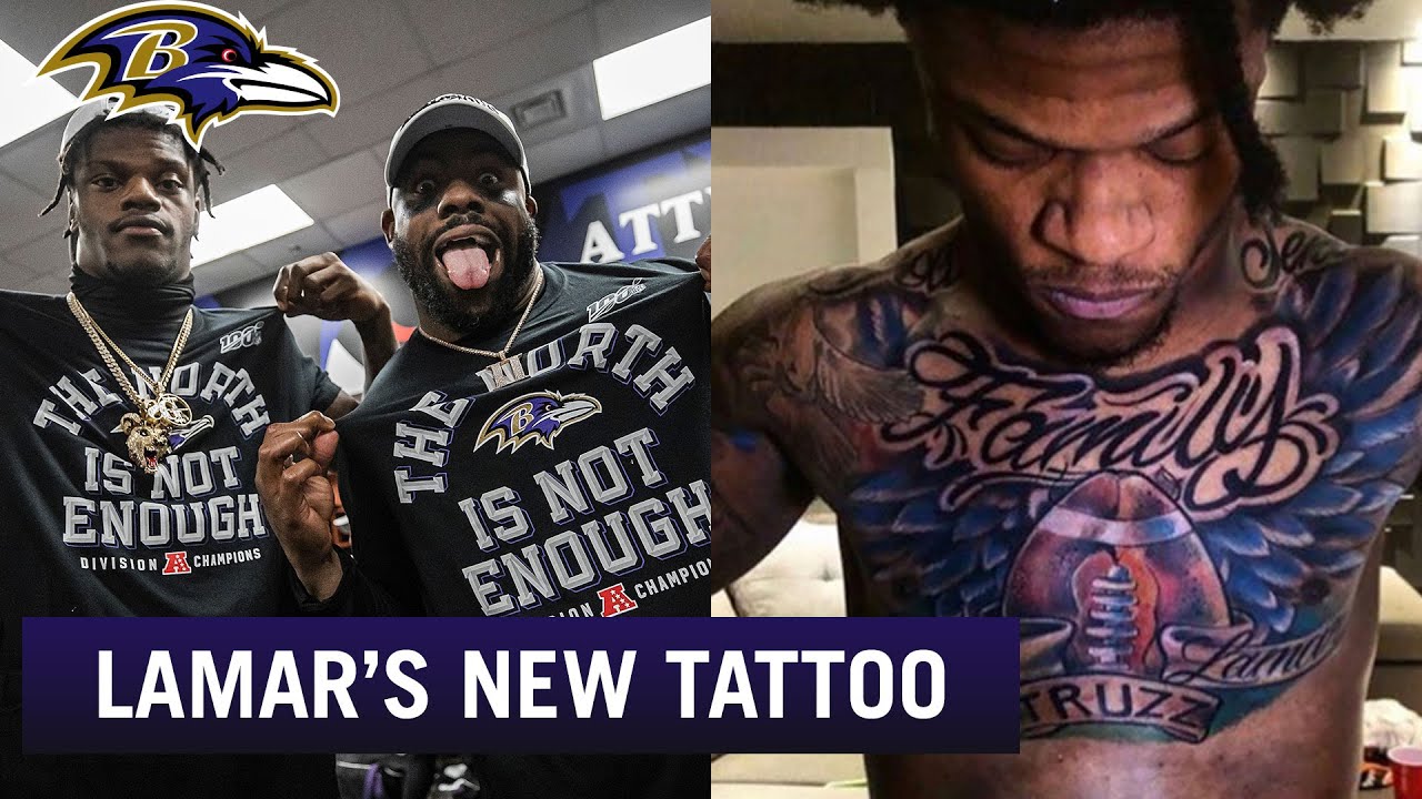 Lamar Jacksons New Tattoo Shows His Love Of The Ravens  YouTube