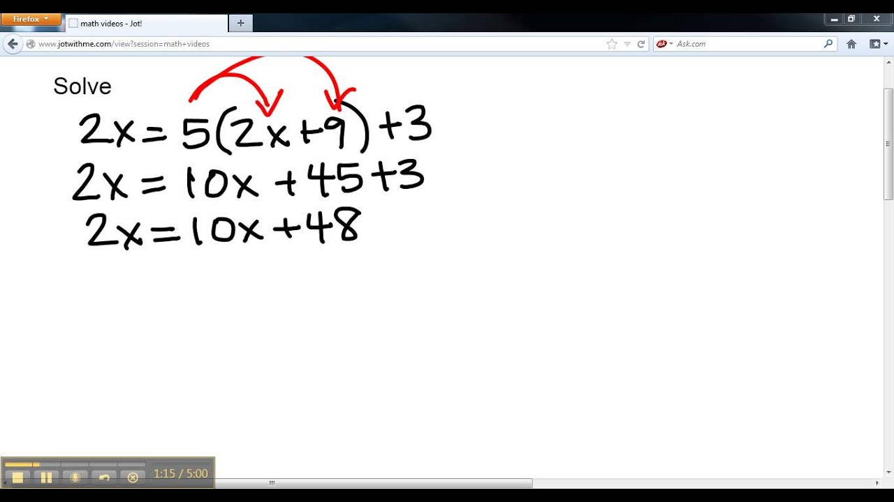 Solve The Equation 2x 5 2x 9 3 YouTube