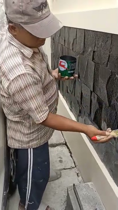pengecatan batu alam simpel pakai kuas