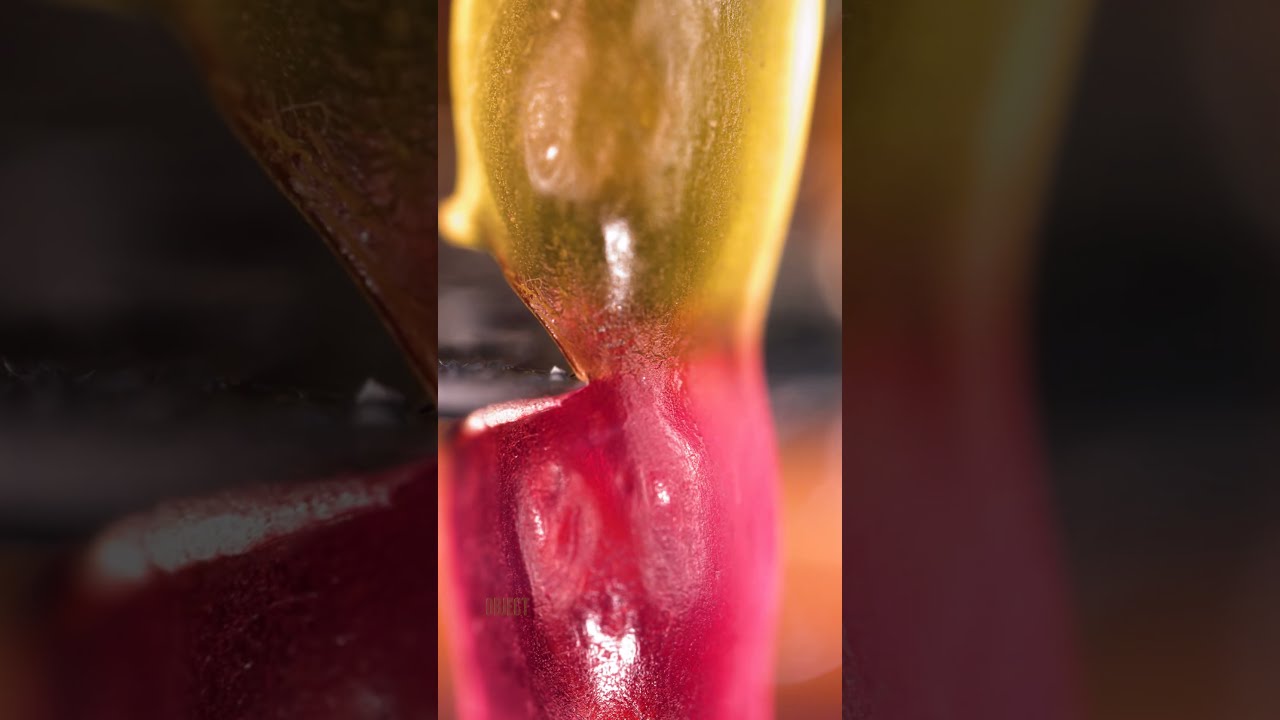 Gummy Worm Cutting With Hot Knife Even Closer And Slower