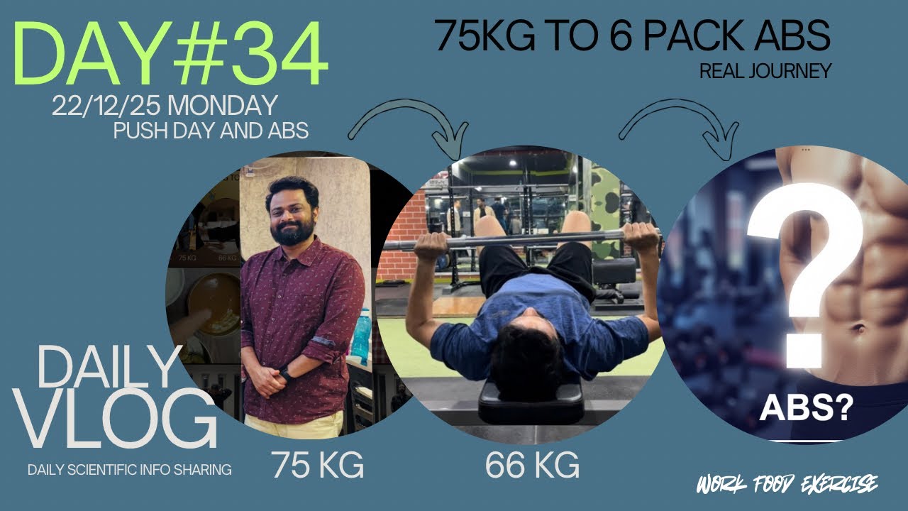 Day 34 | 75kg to 6 Pack Abs Transformation | Fat Loss Diet + Workout | Daily Fitness Vlog