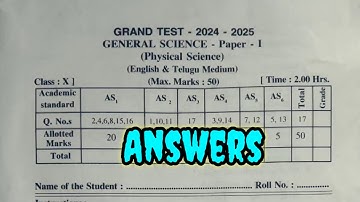 10th class grand test physical science question paper real question paper and answers🗝️ new syllabus