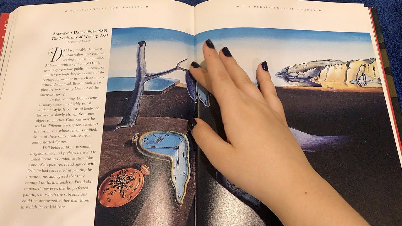 ASMR Flipping through a surrealist art book 🎨 (soft spoken reading, tracing, page turning)