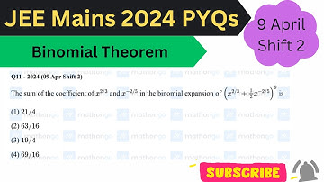 The sum of the coefficients of x²/³ & x⁻²/⁵ in the binomial expansion of (x²/³ + 1/2x⁻²/⁵)^9 is