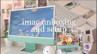 ✨🍀iMac 24’’ green unboxing🍎 + magic mouse + keyboard and set up