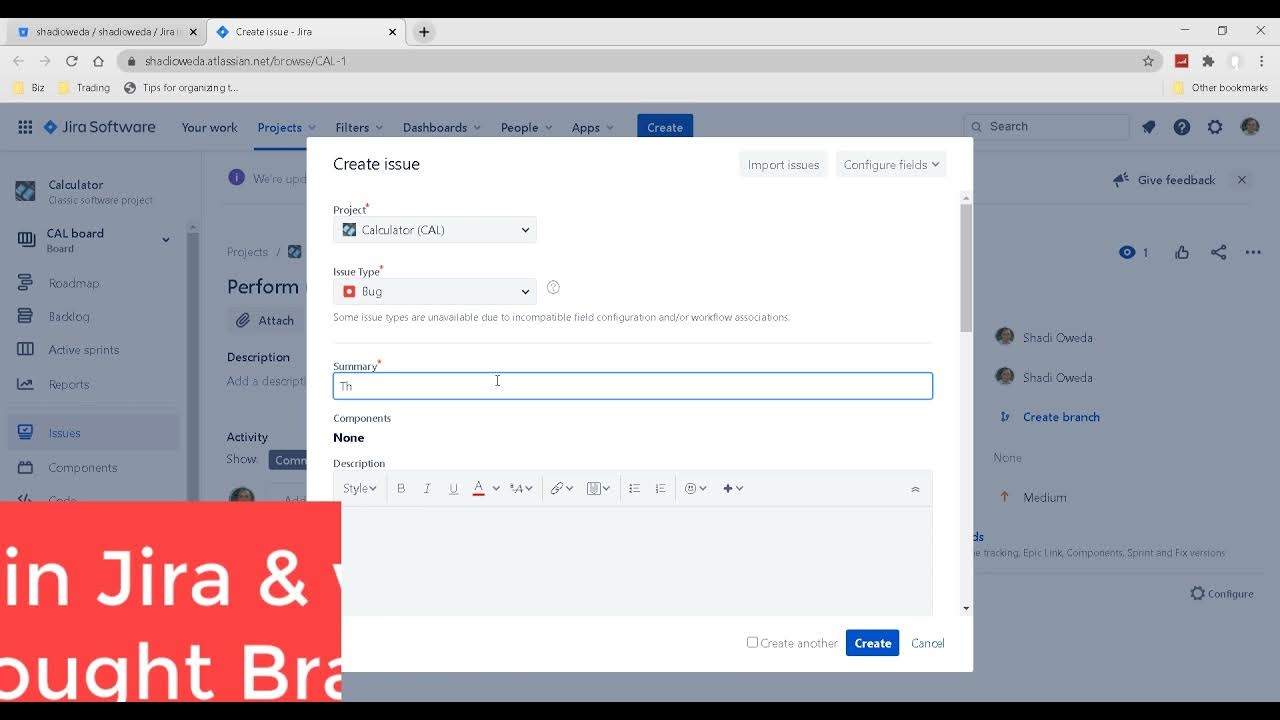 How to create bitbucket branch based on jira issue youtube