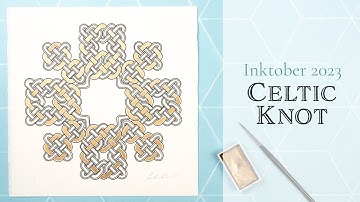 Drawing a Celtic Knot for Inktober 2023 | Fine Liner Pen and Gold Watercolour Process Video