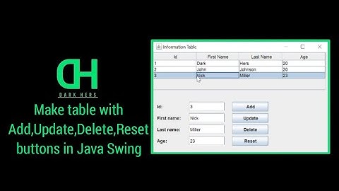 Make Table with Update,Delete,Reset Buttons in Java Swing