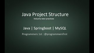 Java Springboot Project Structure || Industry Accepted Project Structure || Best Practices