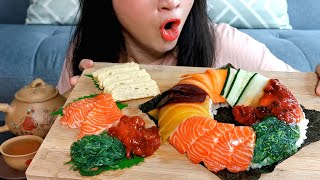 ASMR Giant Sushi Donut Mukbang/Cookbang [Recipe] (No Talking) 咀嚼音 먹방