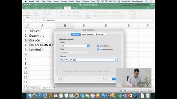 Hướng dẫn sử dụng Data Validation trong Excel