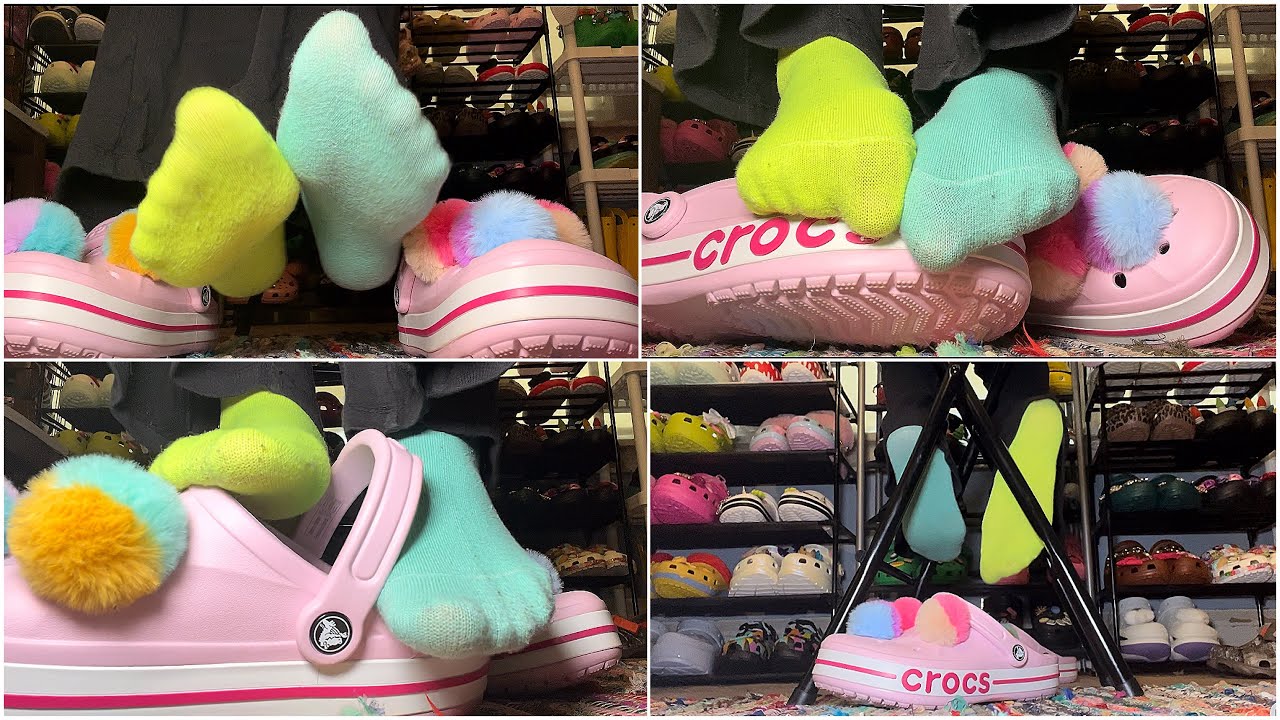 Shoeplay in Crocs with Sockplay Mismatch Socks 