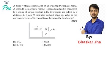 A block P of mass m is placed on a horizontal frictionless plane.A second block of same mass m is