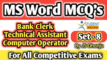 Ms Word mcq question and answer Set-8 | ms office mcq questions and answers Part -19 | Dhanju Sir
