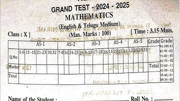 10th class maths grand test question paper 2024 - 2025