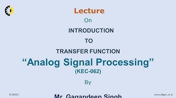 ANALOG SIGNAL PROCESSING LECTURE 01 