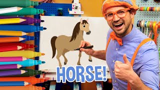 how to draw a horse more blippi videos draw with blippi arts and crafts for toddlers