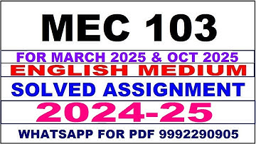 mec 103 solved assignment 2024-25 | mec 103 solved assignment in english 2025 | mec 103 2024-25