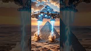 A giant spaceship lands on top of the Great Pyramid | A stunning cinematic science fiction scene