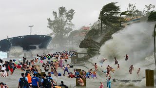 Люди летают, машины опрокидываются, супертайфун обрушился на Китай