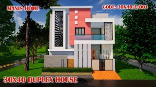 30x40 duplex house design plan -3 bedroom house design – manis home - East Facing