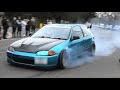 Modified Cars Leaving a Car Show - Jap VS German at Sandown Racecourse - January 2020