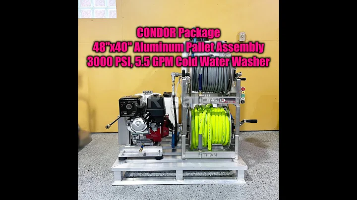 SOLD- CONDOR Skid Assy: 3000 PSI 5.5 GPM Cold Water Pressure Washer on 48”x40” Alum Pallet Skid
