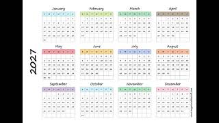Soft Rainbow Grid 2027 Calendar | Printable A4, US Letter, Landscape & Portrait screenshot 5