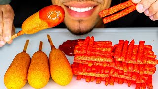 ASMR CORN DOGS HOT FRIES MUKBANG 먹방 JERRY EATING MOUTH SOUNDS NO TALKING