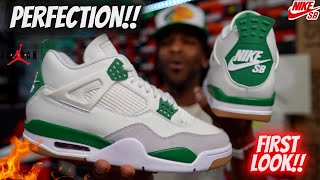 OH MY.. FIRST LOOK JORDAN 4 NIKE SB PINE GREEN THESE ARE COLD!!