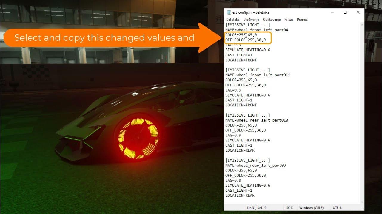 Assetto Corsa, change rims color and glow power on Terzo
