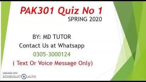PAK301 Quiz No 1 Spring 2020 Compete Solution