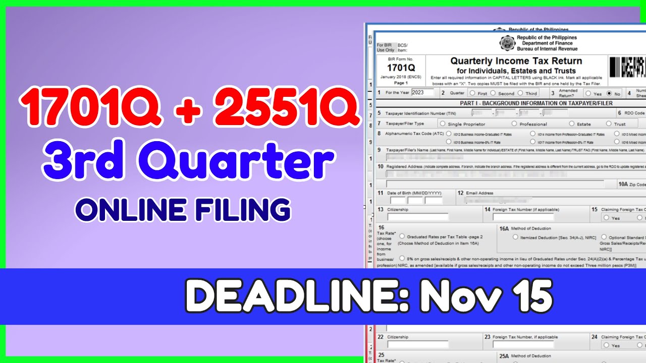 1701Q 3rd Quarter Filing Online eBIRFORM | How to File ITR Online ...