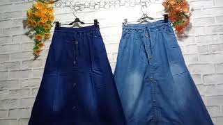 Rok Rempel Jeans Panjang Anak Perempuan Tanggung usia 4 - 13 thn