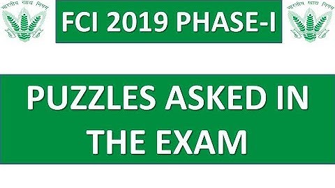 Puzzle Asked In FCI Phase-I 2019 Exam || FCI 2019 Memory Based Questions