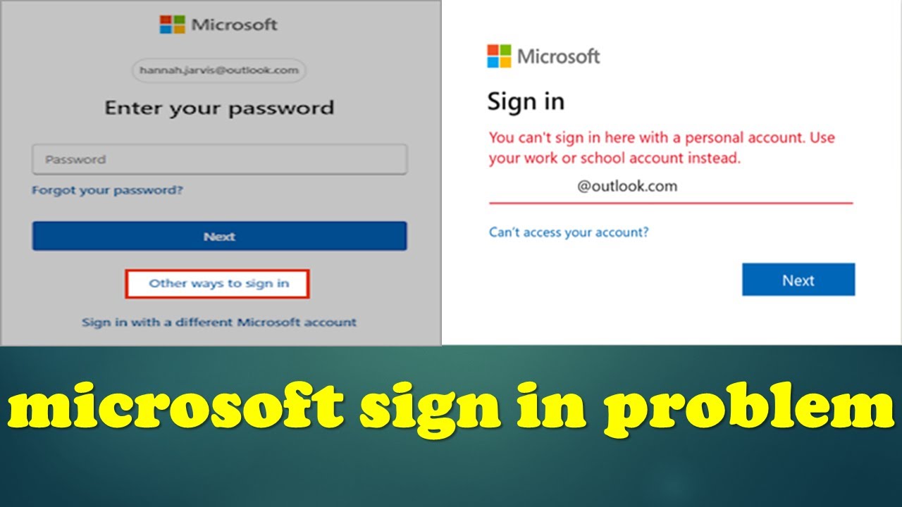microsoft sign in problem - YouTube