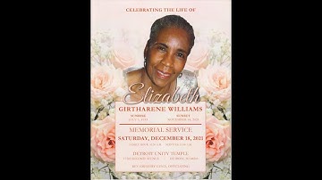 Elizabeth Williams Memorial Detroit Unity Temple 12-18-2021