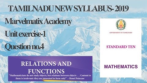 Class 10 Unit Exercise 1 Solutions Relations & Functions Chapter 1 TN Samacheer 2019