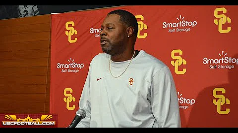 USC outside receivers coach Dennis Simmons introdu...